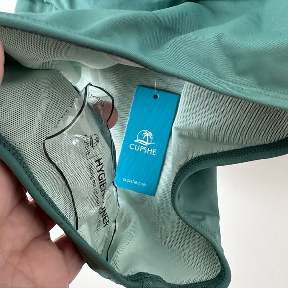 NWT CupShe Teal One Piece Ruched Swimsuit Small - Picture 2 of 4